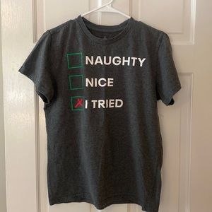 Men’s Naughty Nice I Tried Christmas tshirt.